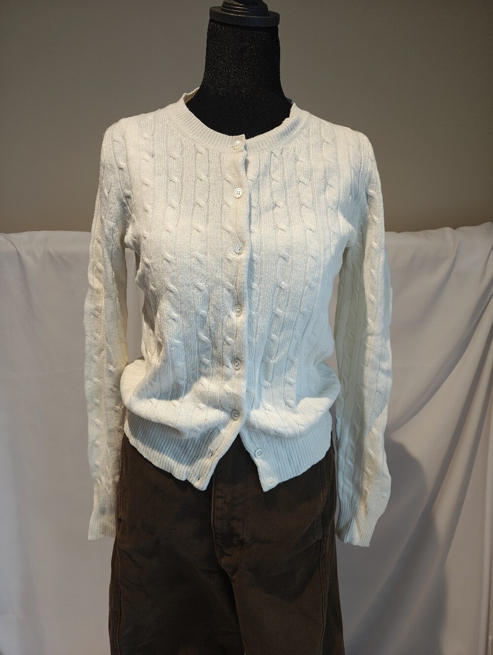 Classic White Cable Knit Sweater